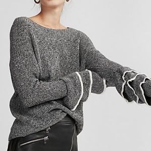 Express Ruffle Sleeve Grey Sweater